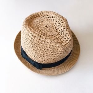 Eclectic Straw Fedora Hat with Black Ribbon